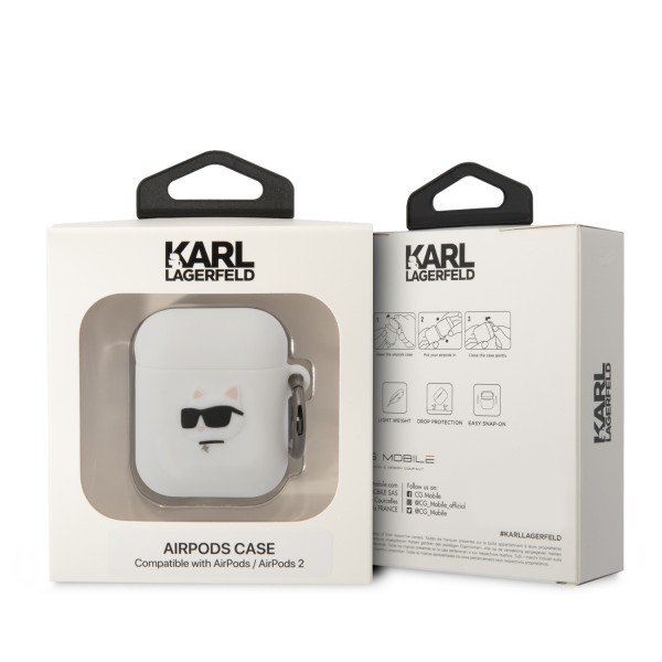 Karl Lagerfeld 3D Logo NFT Choupette's Head Θήκη προστασίας από σιλικόνη – Apple AirPods 1/2 (White – KLA2RUNCHH)