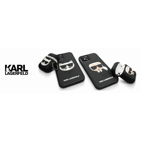 Karl Lagerfeld Ikonik Wireless Magsafe Desk Charger Pad Μοντέρνος Διπλός Ασύρματος Φορτιστής Qi 15W για smartphone σε μαύρο