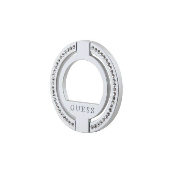 Guess Magsafe Ring Stand with Rhinestones Μοντέρνο Pop Holder για smartphone σε ασημί χρώμα με στρας