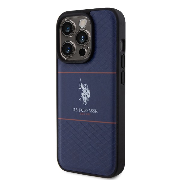 U.S. Polo Assn. HC PU Pattern Stripe – Θήκη προστασίας από σιλικόνη iPhone 15 Pro(Navy – USHCP15LPTRV)