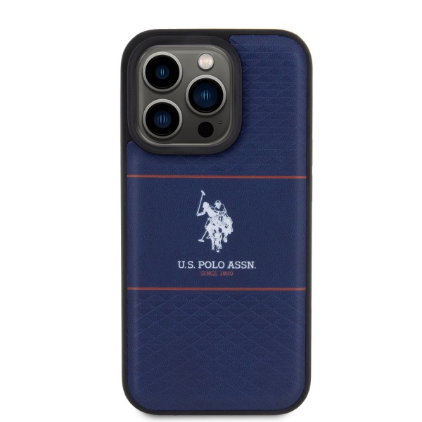 U.S. Polo Assn. HC PU Pattern Stripe – Θήκη προστασίας από σιλικόνη iPhone 15 Pro(Navy – USHCP15LPTRV)