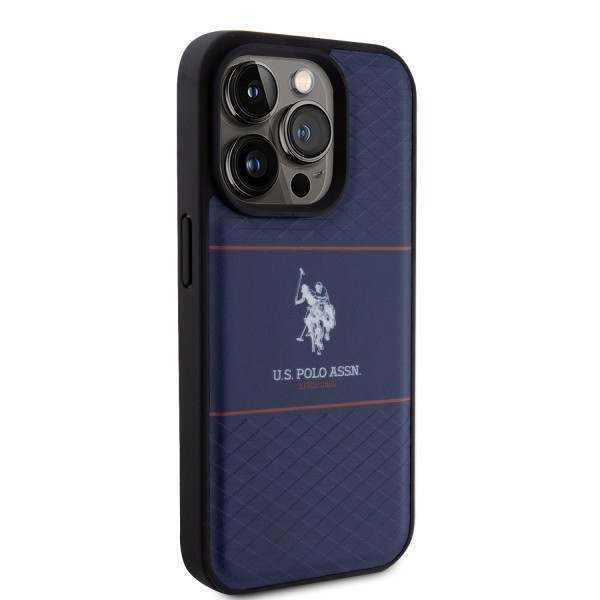 U.S. Polo Assn. HC PU Pattern Stripe – Θήκη προστασίας από σιλικόνη iPhone 15 Pro(Navy – USHCP15LPTRV)