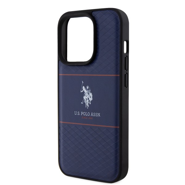 U.S. Polo Assn. HC PU Pattern Stripe – Θήκη προστασίας από σιλικόνη iPhone 15 Pro(Navy – USHCP15LPTRV)