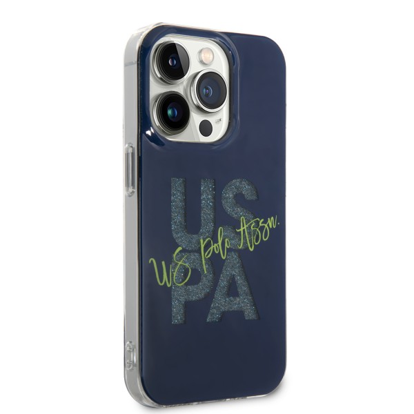 U.S. Polo Assn. Hard Case IML Glitter Script – Θήκη προστασίας από σιλικόνη iPhone 15 Pro (Navy – USHCP15LUGLV)