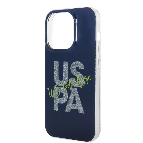 U.S. Polo Assn. Hard Case IML Glitter Script – Θήκη προστασίας από σιλικόνη iPhone 15 Pro (Navy – USHCP15LUGLV)