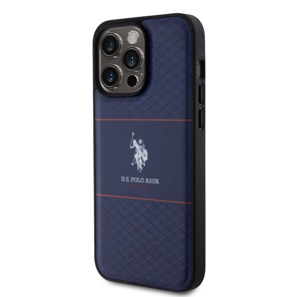 U.S. Polo Assn. HC PU Pattern Stripe – Θήκη προστασίας από σιλικόνη iPhone 15 Pro Max (Navy – USHCP15XPTRV)