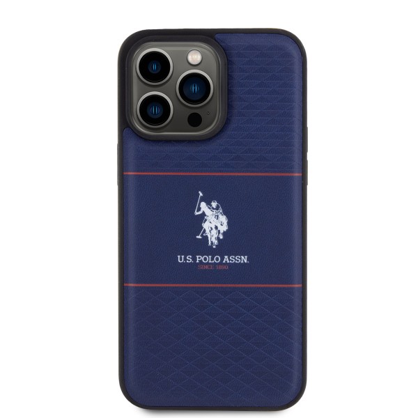 U.S. Polo Assn. HC PU Pattern Stripe – Θήκη προστασίας από σιλικόνη iPhone 15 Pro Max (Navy – USHCP15XPTRV)