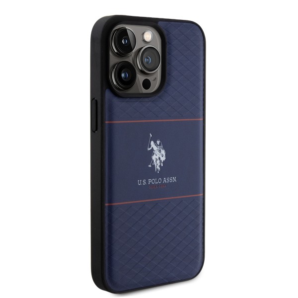 U.S. Polo Assn. HC PU Pattern Stripe – Θήκη προστασίας από σιλικόνη iPhone 15 Pro Max (Navy – USHCP15XPTRV)