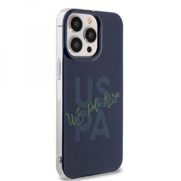 U.S. Polo Assn. Hard Case IML Glitter Script – Θήκη προστασίας από σιλικόνη iPhone 15 Pro Max (Navy – USHCP15XUGLV)