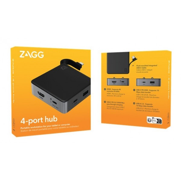 Zagg Φορητό Hub 4 θέσεων (1x USB-C PD, 1x USB-C, 1x USB-A & 1x HDMI)