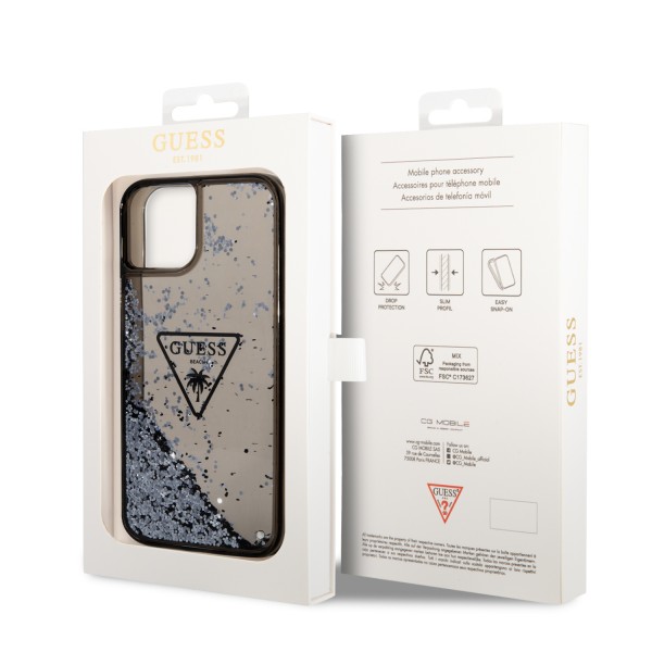 Guess “Metallic Triangle Glitter Logo Collection” Θήκη προστασίας από σιλικόνη – iPhone 14 Plus (Black – GUHCP14MLFCTPK)