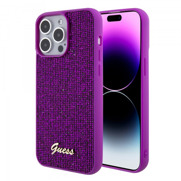 Guess “Disco Script Metal Logo Collection” Θήκη προστασίας για iPhone 14 Pro Max (Φουξια – GUHCP14XPMSDGSF)