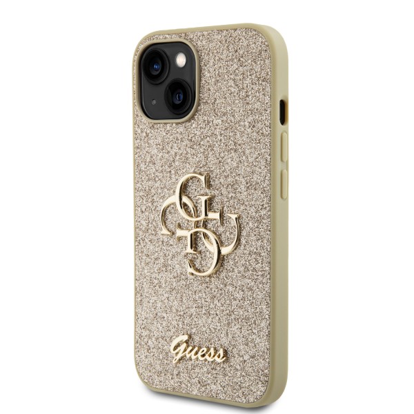 Guess Fixed Glitter 4G Logo Case Θήκη προστασίας από σιλικόνη – iPhone 15 (Gold – GUHCP15SHG4SGD)