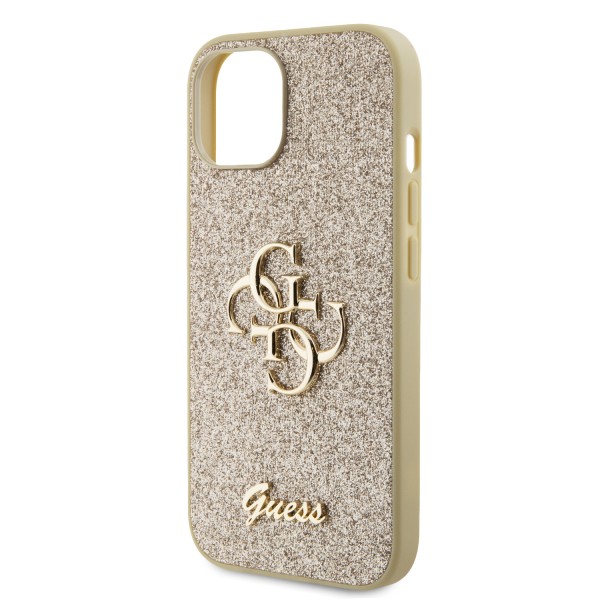 Guess Fixed Glitter 4G Logo Case Θήκη προστασίας από σιλικόνη – iPhone 15 (Gold – GUHCP15SHG4SGD)