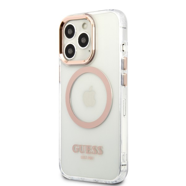 Guess “Metal Outline Collection” MagSafe Hard Case Θήκη προστασίας από σκληρό πλαστικό – iPhone 13 Pro Max (Χρυσό – GUHMP13XHTRMD)