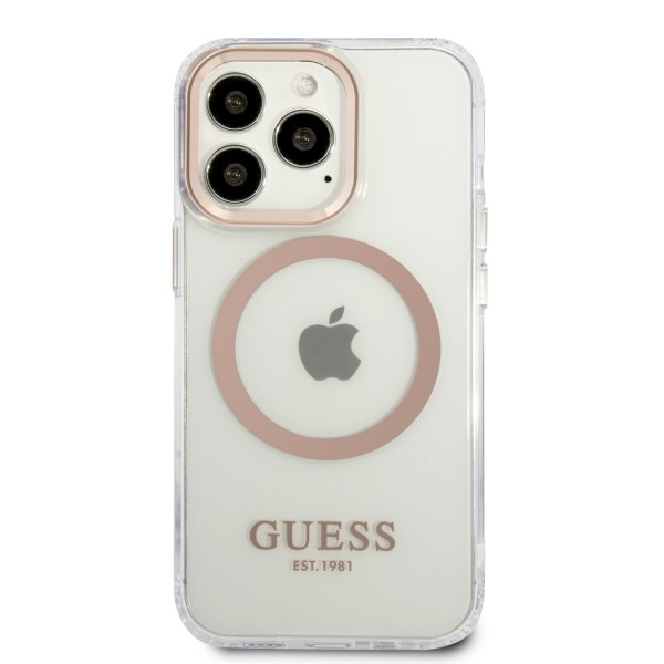 Guess “Metal Outline Collection” MagSafe Hard Case Θήκη προστασίας από σκληρό πλαστικό – iPhone 13 Pro Max (Χρυσό – GUHMP13XHTRMD)