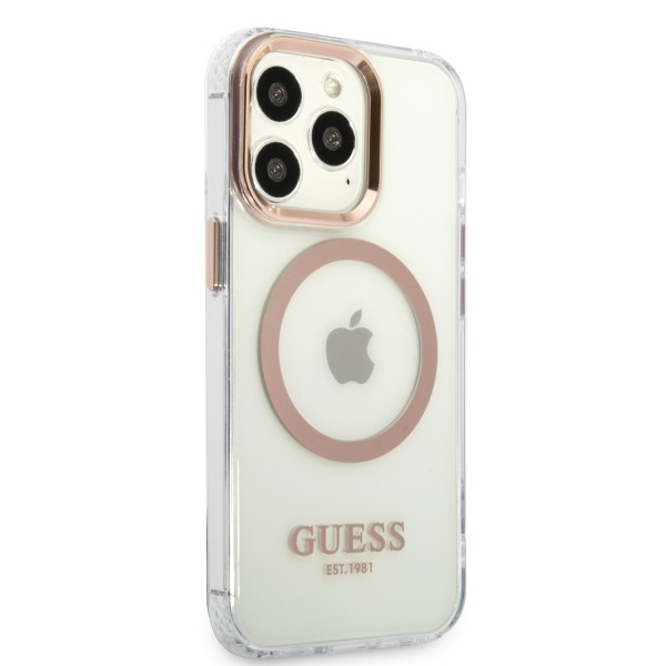 Guess “Metal Outline Collection” MagSafe Hard Case Θήκη προστασίας από σκληρό πλαστικό – iPhone 13 Pro Max (Χρυσό – GUHMP13XHTRMD)