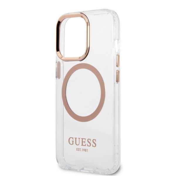 Guess “Metal Outline Collection” MagSafe Hard Case Θήκη προστασίας από σκληρό πλαστικό – iPhone 13 Pro Max (Χρυσό – GUHMP13XHTRMD)