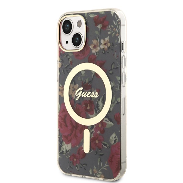 Guess “Flower Collection” MagSafe Hard Case Θήκη προστασίας από σκληρό πλαστικό – iPhone 14 Plus (Χακί – GUHMP14MHCFWSA)