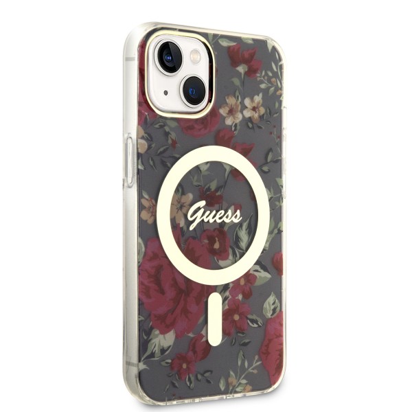 Guess “Flower Collection” MagSafe Hard Case Θήκη προστασίας από σκληρό πλαστικό – iPhone 14 Plus (Χακί – GUHMP14MHCFWSA)