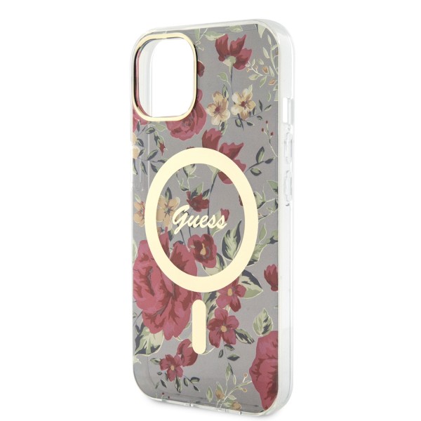 Guess “Flower Collection” MagSafe Hard Case Θήκη προστασίας από σκληρό πλαστικό – iPhone 14 Plus (Χακί – GUHMP14MHCFWSA)