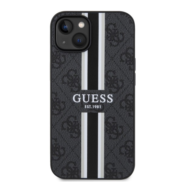 Guess “4G Logo Collection” Printed Stripes Magsafe Θήκη προστασίας από δερματίνη – iPhone 14 (Μαύρο – GUHMP14SP4RPSK)