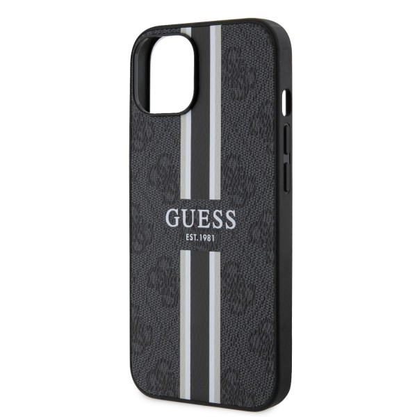 Guess “4G Logo Collection” Printed Stripes Magsafe Θήκη προστασίας από δερματίνη – iPhone 14 (Μαύρο – GUHMP14SP4RPSK)