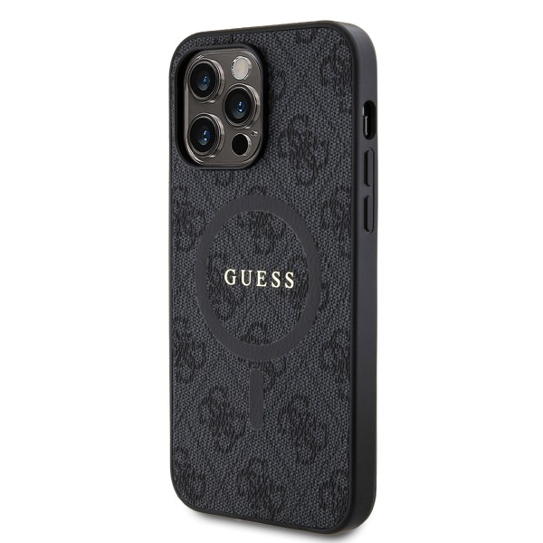 Guess “4G Logo Collection” MagSafe Ring Stand Hard Case Θήκη προστασίας από δερματίνη – iPhone 14 Pro Max (Μαύρο – GUHMP14XG4GFRK)