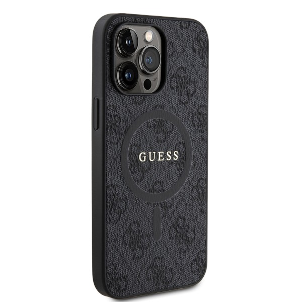 Guess “4G Logo Collection” MagSafe Ring Stand Hard Case Θήκη προστασίας από δερματίνη – iPhone 14 Pro Max (Μαύρο – GUHMP14XG4GFRK)