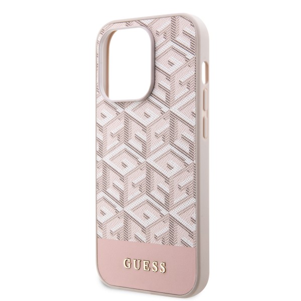 Guess “Gcube Stripes Collection” MagSafe PU Leather Case Θήκη προστασίας από δερματίνη – iPhone 14 Pro Max (Ροζ – GUHMP14XHGCFSEP)