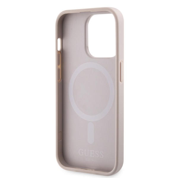 Guess “Gcube Stripes Collection” MagSafe PU Leather Case Θήκη προστασίας από δερματίνη – iPhone 14 Pro Max (Ροζ – GUHMP14XHGCFSEP)