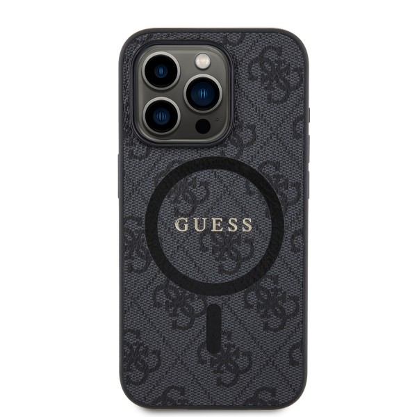 Guess “4G Logo Collection” MagSafe Ring Stand Hard Case Θήκη προστασίας από δερματίνη – iPhone 15 Pro (Μαύρο – GUHMP15LG4GFRK)