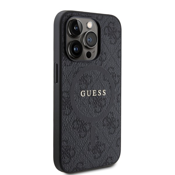 Guess “4G Logo Collection” MagSafe Ring Stand Hard Case Θήκη προστασίας από δερματίνη – iPhone 15 Pro (Μαύρο – GUHMP15LG4GFRK)