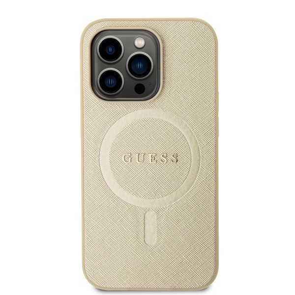 Guess Saffiano Hard Case Θήκη προστασίας από δερματίνη – iPhone 15 Pro (Μπεζ – GUHMP15LPSAHMCB)