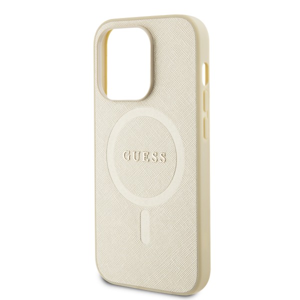 Guess Saffiano Hard Case Θήκη προστασίας από δερματίνη – iPhone 15 Pro (Μπεζ – GUHMP15LPSAHMCB)