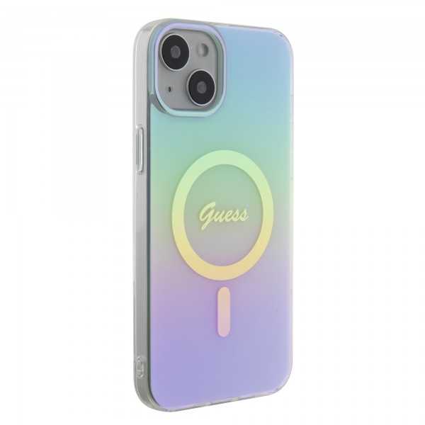 Guess Iridescent Magsafe Case Πολύχρωμη θήκη προστασίας από σκληρό πλαστικό – iPhone 15 Plus (Rainbow Purple – GUHMP15MHITSQ)