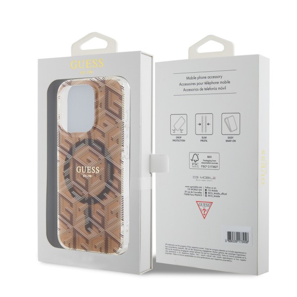 Guess “Gcube Stripes Collection” MagSafe Hard Case Θήκη προστασίας από σκληρό πλαστικό – iPhone 15 Pro Max (Καφέ – GUHMP15XHGCUSTGW)