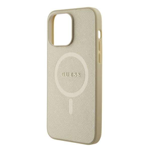 Guess Saffiano Hard Case Θήκη προστασίας από δερματίνη – iPhone 15 Pro Max (Μπεζ – GUHMP15XPSAHMCB)