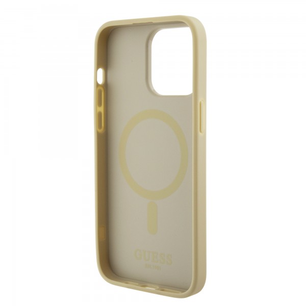 Guess Saffiano Hard Case Θήκη προστασίας από δερματίνη – iPhone 15 Pro Max (Μπεζ – GUHMP15XPSAHMCB)