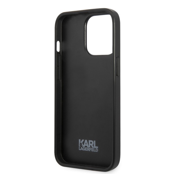 Karl Lagerfeld Flower Mono Ikonik Patch Case Θήκη προστασίας από δερματίνη – iPhone 13 Pro (Γκρι – KLHCP13LPMNFIK1)