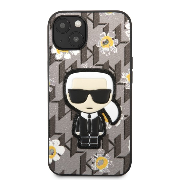 Karl Lagerfeld Flower Mono Ikonik Patch Case Θήκη προστασίας από δερματίνη – iPhone 13 (Γκρι – KLHCP13MPMNFIK1)