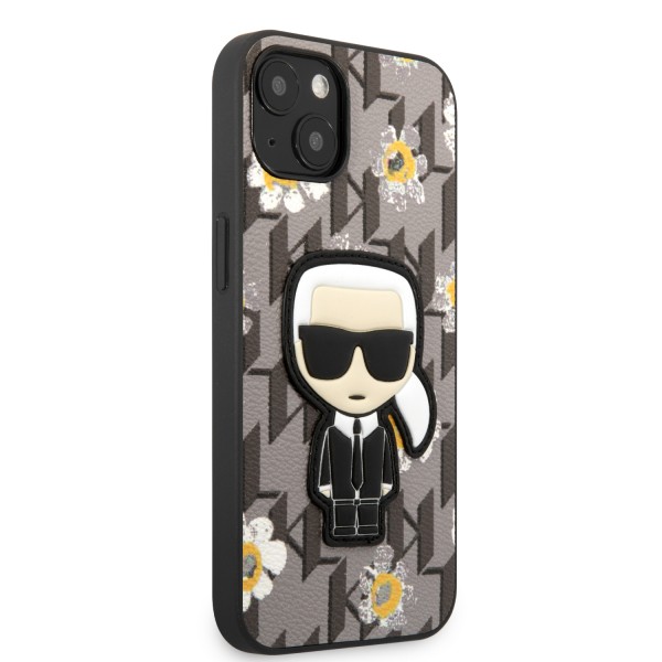 Karl Lagerfeld Flower Mono Ikonik Patch Case Θήκη προστασίας από δερματίνη – iPhone 13 (Γκρι – KLHCP13MPMNFIK1)