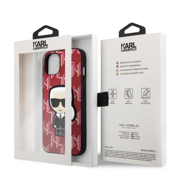 Karl Lagerfeld Monogram Ikonik Patch Case Θήκη προστασίας από δερματίνη – iPhone 13 (Κόκκινο – KLHCP13MPMNIKPI)