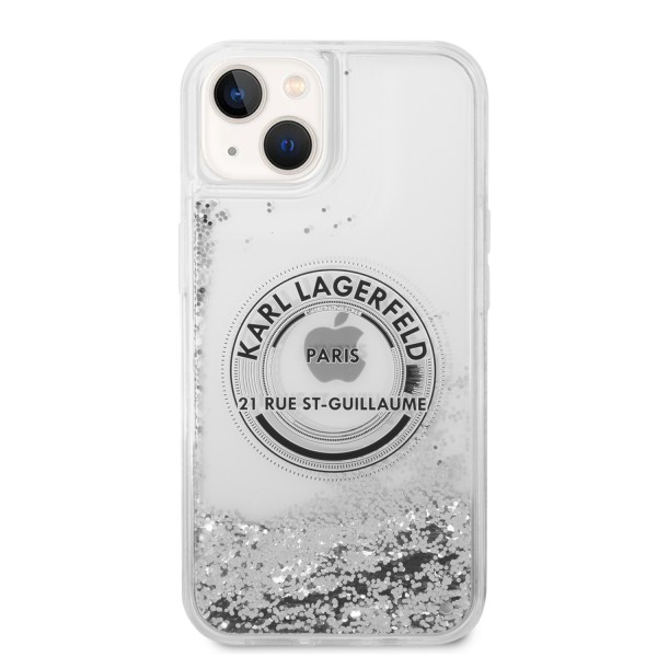 Karl Lagerfeld Liquid Glitter “Rue St.Guillaume Logo Collection” Translucent Case Θήκη προστασίας – iPhone 14 (Clear/Silver Glitter)