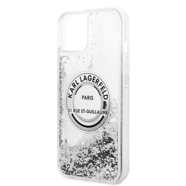 Karl Lagerfeld Liquid Glitter “Rue St.Guillaume Logo Collection” Translucent Case Θήκη προστασίας – iPhone 14 (Clear/Silver Glitter)