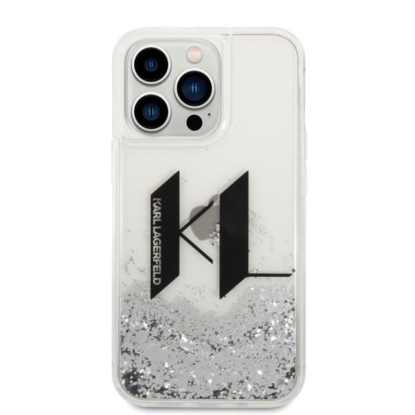 Karl Lagerfeld Glitter Big KL Logo Liquid Glitter Case Θήκη προστασίας από σιλικόνη – iPhone 14 Pro Max (Μαύρο – KLHCP14XLBKLCS)