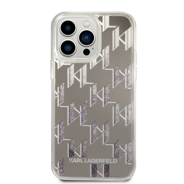 Karl Lagerfeld Monogram Liquid Glitter Case Θήκη προστασίας από σιλικόνη – iPhone 14 Pro Max (Ασημί – KLHCP14XLMNMS)