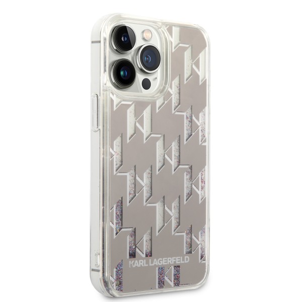 Karl Lagerfeld Monogram Liquid Glitter Case Θήκη προστασίας από σιλικόνη – iPhone 14 Pro Max (Ασημί – KLHCP14XLMNMS)