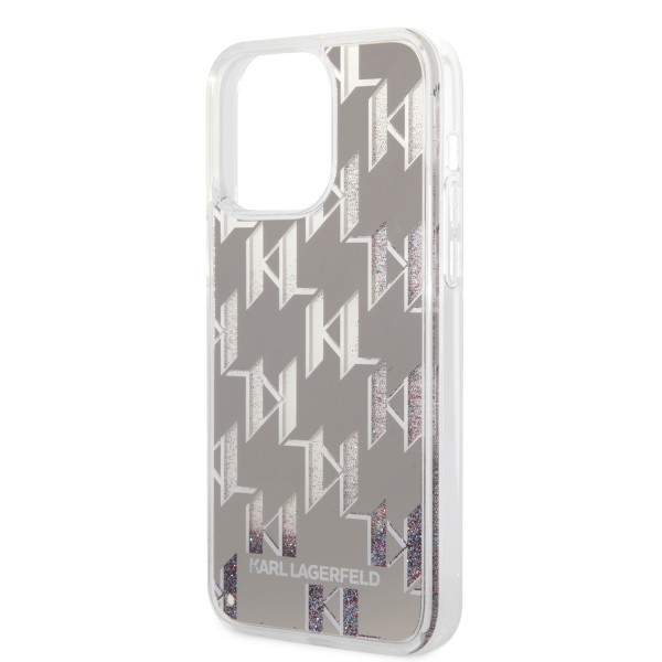 Karl Lagerfeld Monogram Liquid Glitter Case Θήκη προστασίας από σιλικόνη – iPhone 14 Pro Max (Ασημί – KLHCP14XLMNMS)