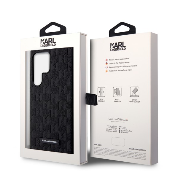 Karl Lagerfeld Monogram Ikonik Pin Saffiano Case Θήκη προστασίας από δερματίνη – Galaxy S23 Ultra (Black – KLHCS23LSAKLHPK)